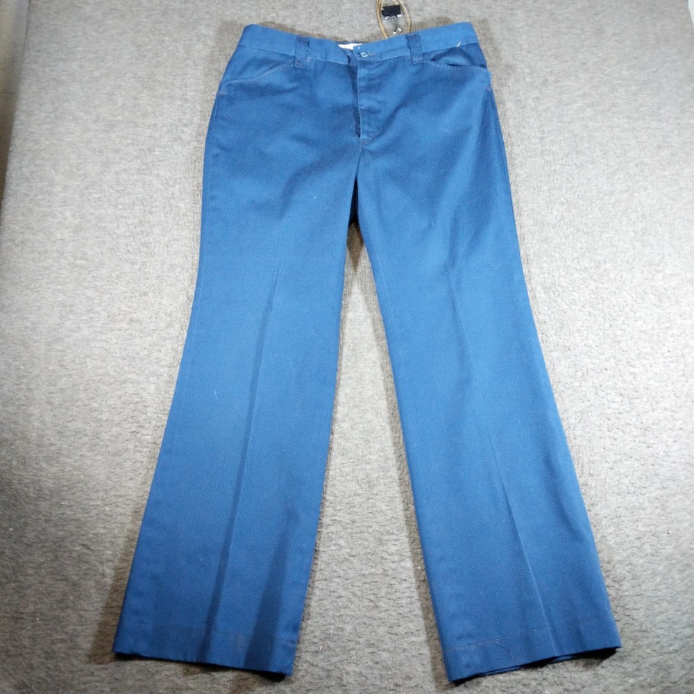 Vintage Big Mac JCPenney Work Pants Mens 32x29 Blue Flare Permanent Press
